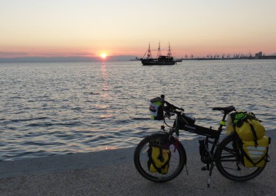 Montague Bikes X50 along the beach in Italy