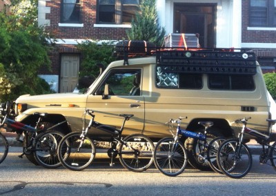Montague X50 with other bikes along a van