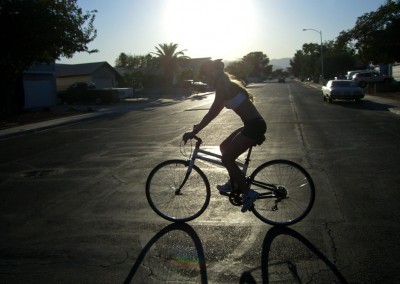 2015 Montague Crosstown folding bike commuting with sunlight