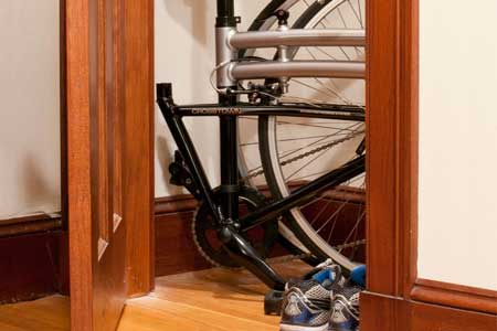 Montague Folding Bike in Closet of Apartment