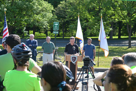 David Montague Announcing Expansion of Park&Pedal Alongside State of Massachusetts Officials