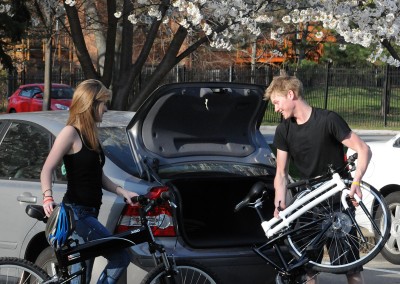 Montague X50 and Crosstown folded for car trunk