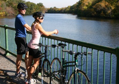 2015 Montague Navigator folding bike along Charles river