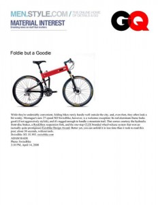GQ Magazine Montague Bikes Feature