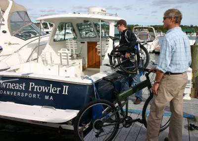2015 Montague Paratrooper folding bike on marina