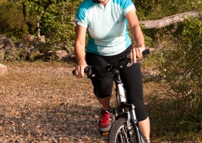 Montague X50 folding mountain bike riding in woods